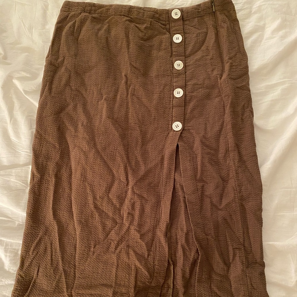 Olive Green Grade & Gather Midi Slit Skirt